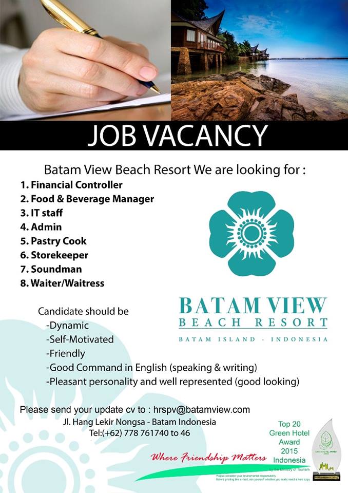 batamview's tweet photo. Apply NOW !!!
We seek talented and creative people who share our vision of innovative hospitality to join our Batam View Beach Resort team.#batamviewbeachresort #vacant #job #hotel #resort #management https://t.co/xa8YTGrXWb