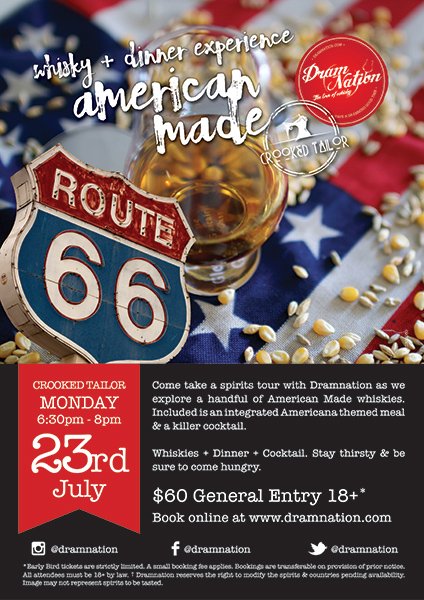 Boom! Here we go with our next tasting experience titled "American Made". Yes it is focusing on  American made whiskies including a bespoke cocktail + dinner included. Tickets at bit.ly/2t4rSaT