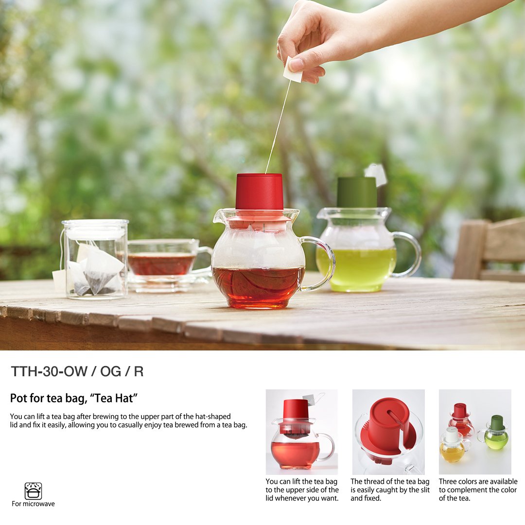 HarioHongKong's tweet photo. HARIO TTH-30-OW/OG/R
Pot for tea bag, "Tea Hat"
You can lift a tea bag after brewing to the upper part of the hat-shaped lid and fix it easily, allowing you to casually enjoy tea brewed from a tea bag.
#hariohk #tth30 #teahat #teabag #teabrewed #hatshapedlid https://t.co/zVYcz8FKxk