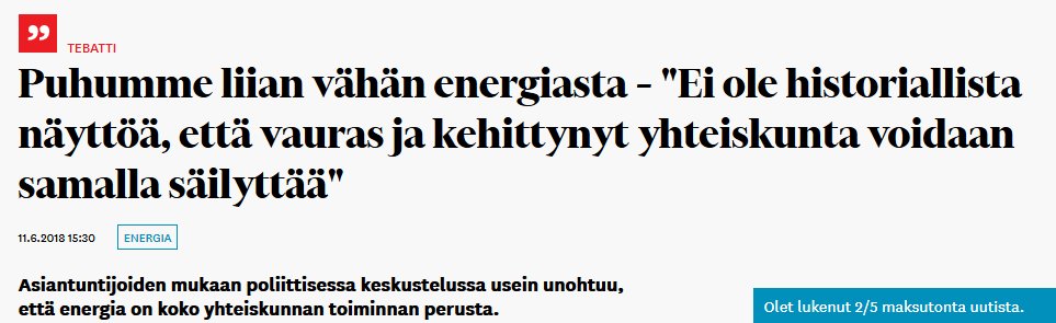 Kun koko #Energiatalous on uudistettava #ilmastonmuutos'ksen hillitsemiseksi, on päättäjien parannettava osaamistaan 
#Energian asemaa taloudessa ei ymmärretä. #Energiapolitiikka kutistuu usein talous-, työllisyys- tai aluepolitiikan työkaluksi. talouselama.fi/uutiset/puhumm…