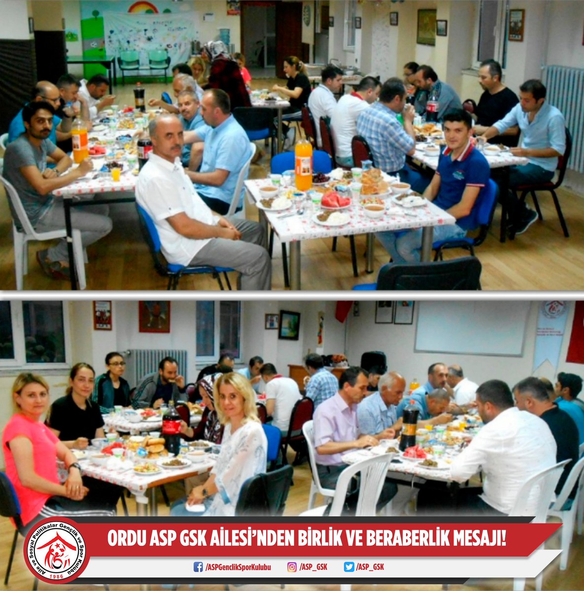 Ordu ASPGSK yönetimi,faaliyetler koordinasyon kurulu,Bocce-Dart hakem ve antrenörleri,kurum dışı antrenörler il müdürümüz Ercan Okur beyin de katıldığı istişare iftarında bir araya gelerek,BİRLİK ve BERABERLİK mesajı vererek,her konuda başkan Fahrettin Alkan'a tam yetki verdiler.