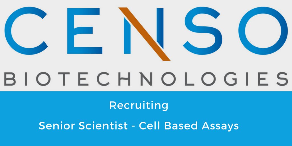 #Vacancy 'Senior Scientist - Cell Based Assays' with <a href="/Censobio/">Censo Bio</a> to support our growing portfolio of #stemcell services for #drugdiscovery and development. Based at <a href="/BabrahamUK/">Babraham Research Campus</a>. Apply by 30 June - details >  censobio.com/about/careers/… #science #lifesciences #jobs #careers