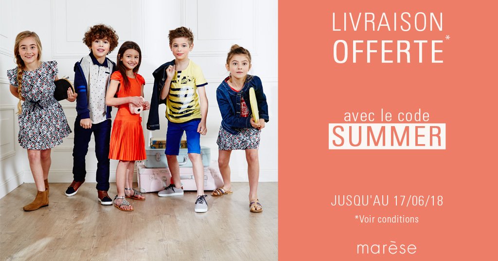 boutique_marese's tweet photo. Profitez en ce moment de la LIVRAISON OFFERTE avec le code #summer !  (voir conditions) 😀 ► https://t.co/5na9n2wdvZ
#marese #fashionkids #freeshipping #summertime https://t.co/2sIXAK01Ec