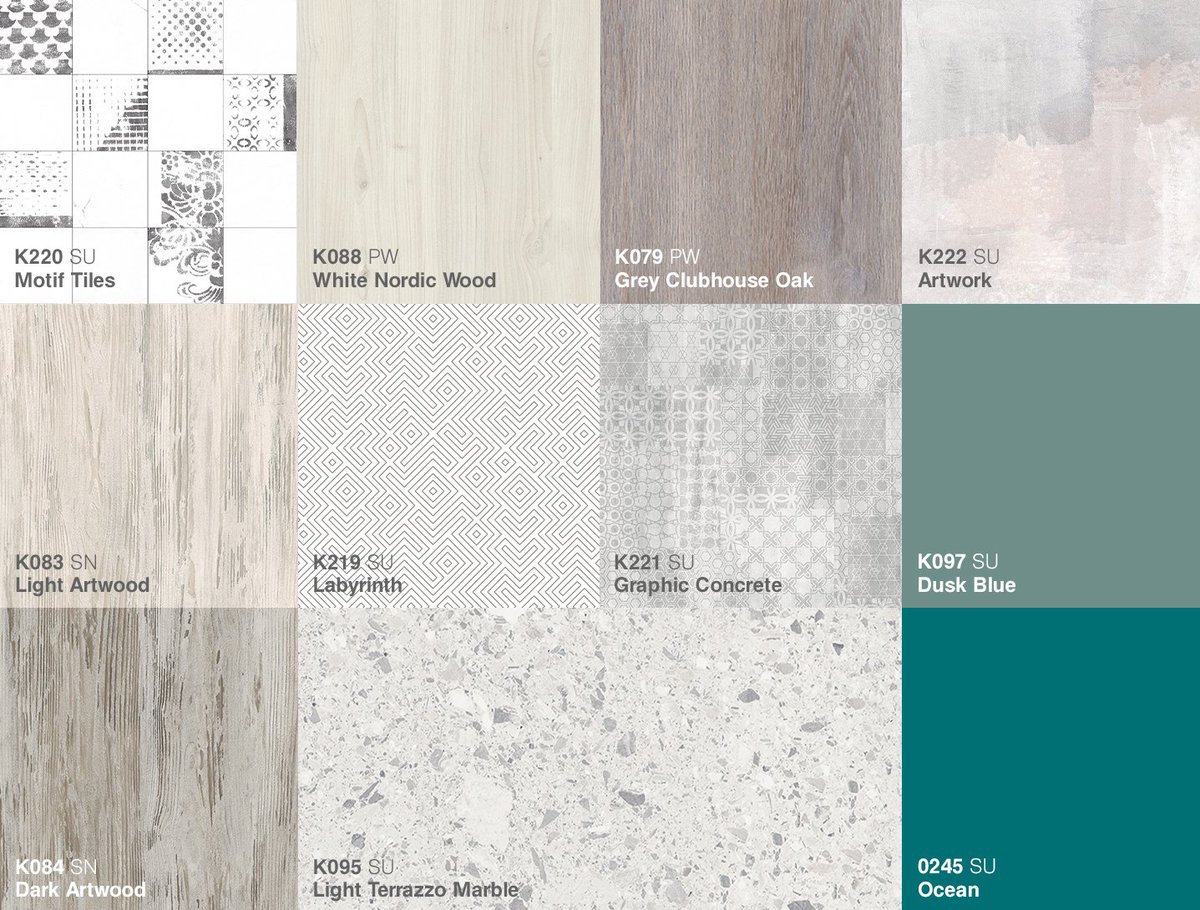 Discover the delightful interplay of earthy, grey woods, geometric patterns and #industrial-inspired slate and steel decors at: http://bit.ly/2LHvjMh
#Kronospan #Kronodesign #Trends1819 #IndustrialDesign #IndustrialStyle #Functionality #Concrete #Melamine #MFPB #Worktops
