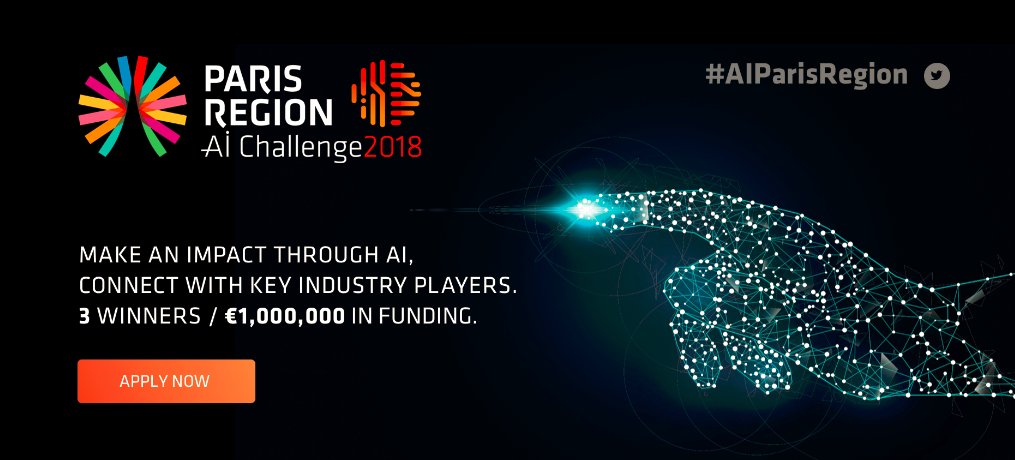 iledefrance's tweet photo. Vous développez un projet en #IntelligenceArtificielle ? Vous avez encore 4 jours pour participer au challenge international lancé par la Région @iledefrance !

A la clé : 1 M€ réparti entre les 3 lauréats qui remporteront le concours ➡️ https://t.co/A3TpMl8Jzn #AIParisRegion https://t.co/4HG6fMN999