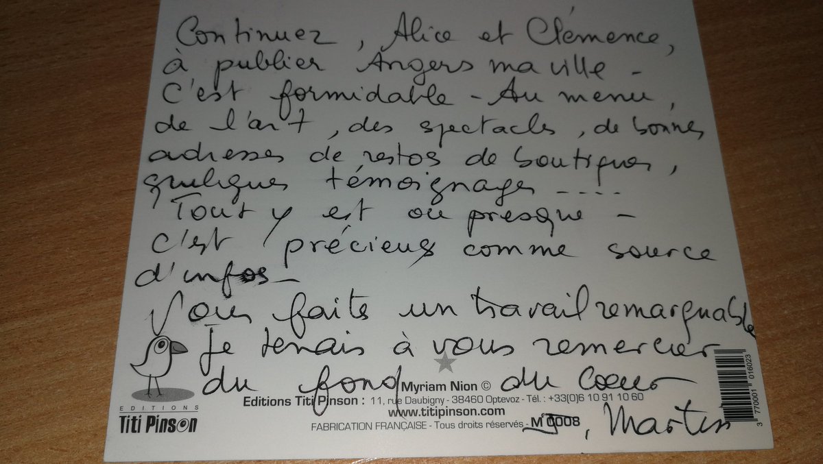 AliceLabrousse's tweet photo. Parce que parfois nos lecteurs sont géniaux et touchants... #merci #journalisme #angersmaville https://t.co/YH9s8FBbGz