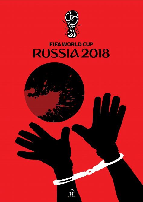 IKlympush's tweet photo. It's outrageous hypocrisy to celebrate fair play in the country which does not respect any rules. #Russia wants to fool the world with its staged farce. #BoycottWorldCup2018 #LetMyPeopleGo #FreeSentsov #WorldCup https://t.co/IIKtf1dkJW