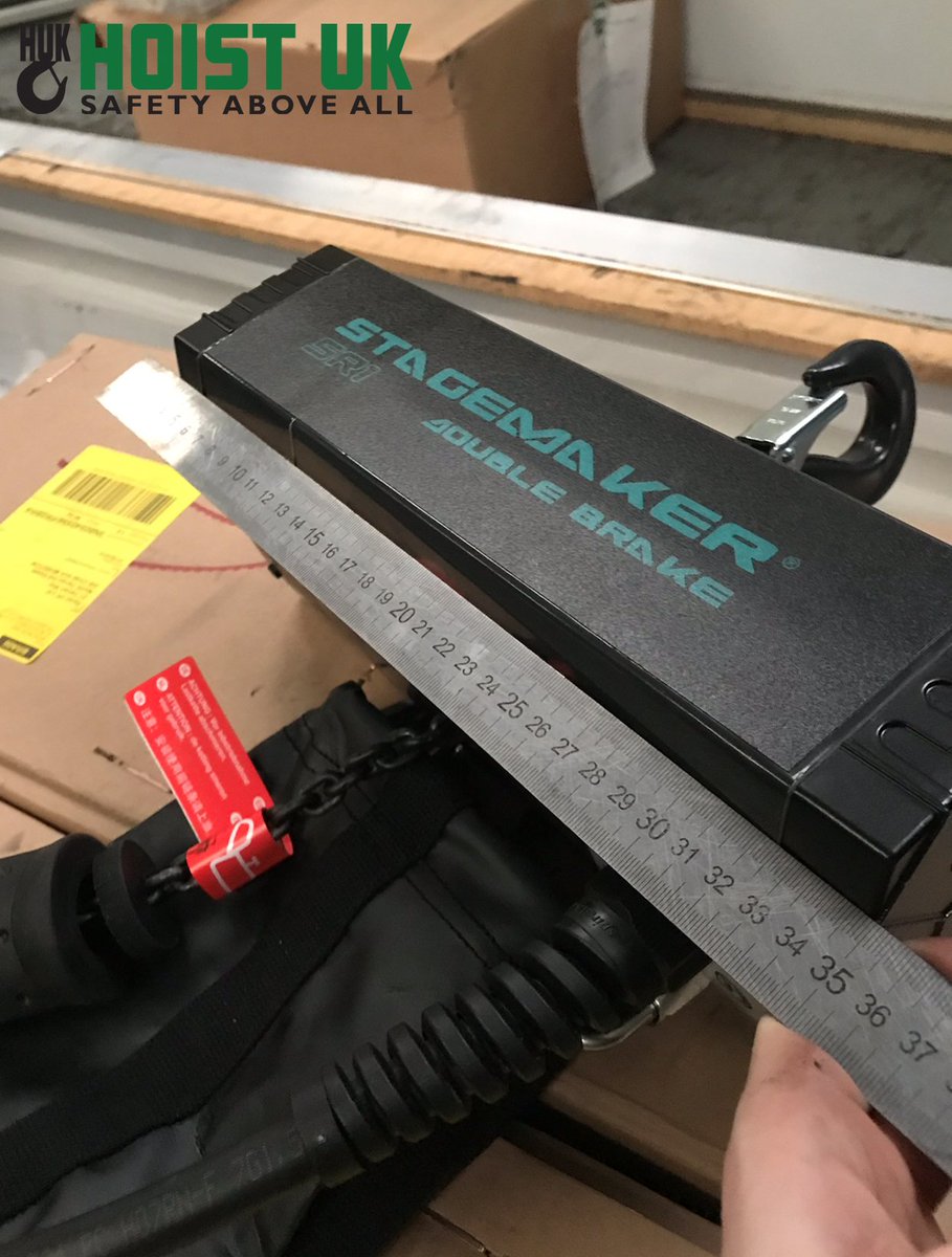 hoistuk's tweet photo. Here's 4 low voltage control SR1 @Stagemaker with 250kg SWL, to BS7906 Cat A on a single chain fall ready to dispatch to our customer who'll use them to suspend truss grid with lighting fixtures on https://t.co/P1LWkCrpom #RiggingHoists #DoubleBrake #CompactDimensions #Stagemaker https://t.co/wIlCXDixut