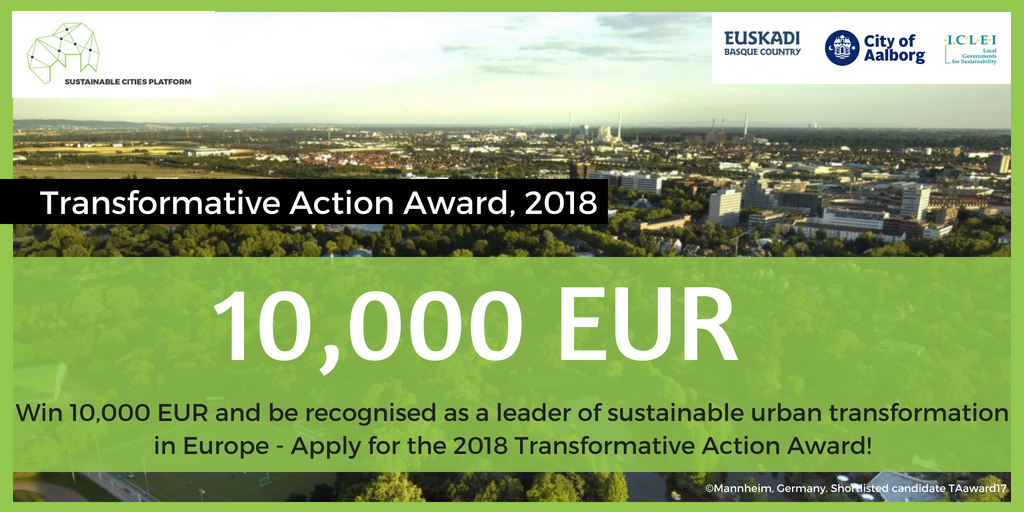 emilie_events's tweet photo. Calling all cities, regions and civil society organisations working on sustainable urban transformation - Apply for #TAaward18 🏆 today and win 💵10,000 EUR 💵 to help kick-start your next Transformative Action.

* Deadline 31 July *

Find our more: https://t.co/S1ECOQ9dBS https://t.co/r4XkgPaT6D