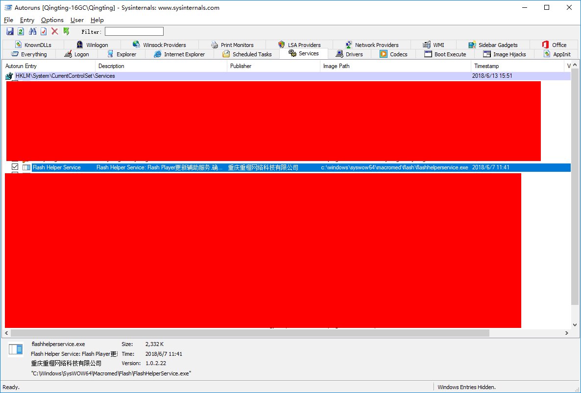 chenshaoju's tweet image. 安装国内版Flash后，Chrome能正常调用，但是，服务里多出来一个名叫“Flash Helper Service”的服务，数字签名为重庆一家公司的名字。如果尝试停止或删除该服务，Flash则彻底罢工。