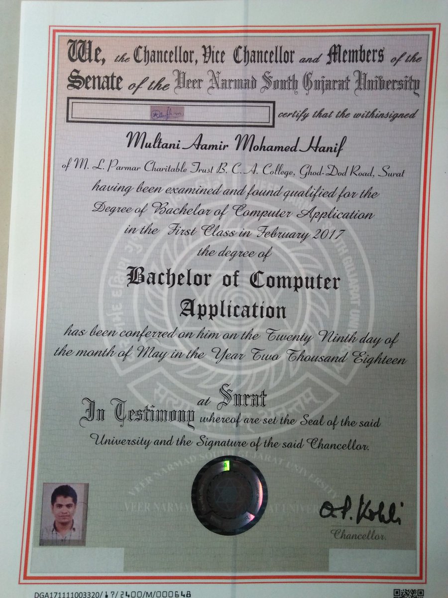Bca Degree Certificate