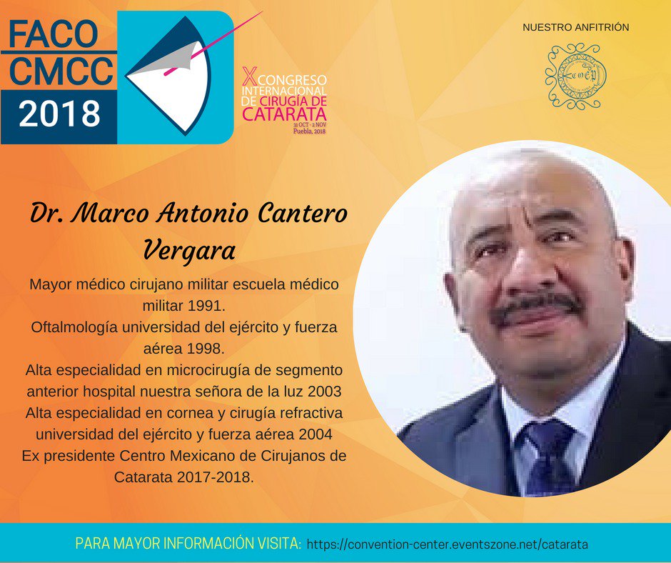 cmcatarata's tweet photo. Mayor médico cirujano de la escuela médico militar. 
No te lo puedes perder.
X Congreso Internacional de Cirugía de Catarata.
#FacoCMCC2018 #FacoProfesoresNacionales 
https://t.co/Sbg26hJJus https://t.co/QSs91oxzcW