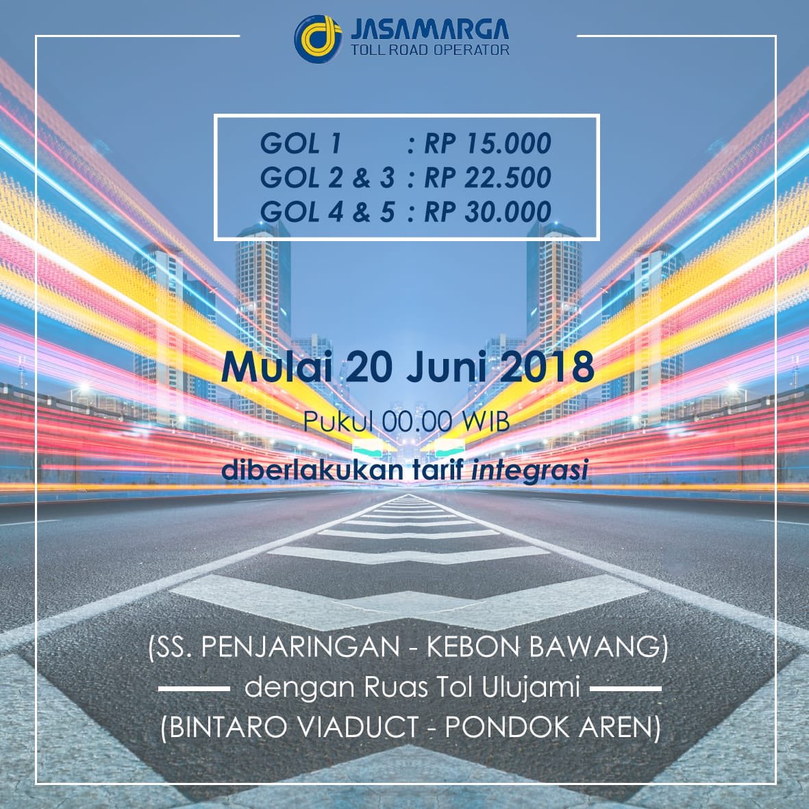 ptjmto's tweet photo. Integrasi tarif JORR 2018. Kami menginstruksikan supaya penggguna jalan dapat memahami kemudahan yang kami berikan agar transaksi lebih efektif. https://t.co/vhqVBRneMW