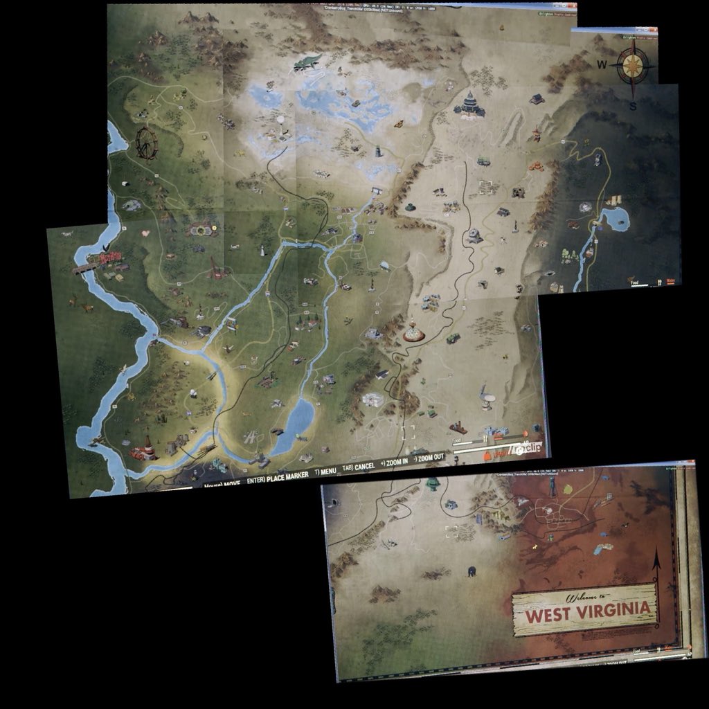 dolioshmolio's tweet photo. Not perfect but I stitched together some of the #Fallout76 map from the no clip doc screenshots. https://t.co/XTO2x8XT38