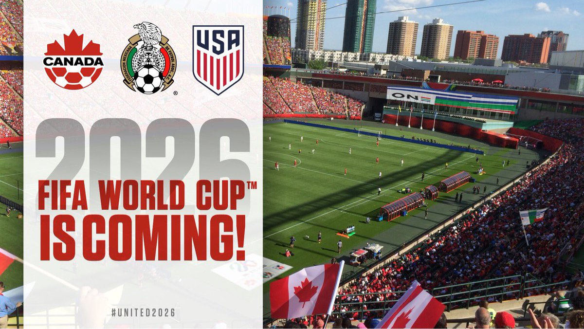 The 2026 <a href="/FIFAWorldCup/">FIFA World Cup</a> is coming to Canada, the US and Mexico &amp; #yeg is excited to be a candidate host city! #United2026 united2026.com