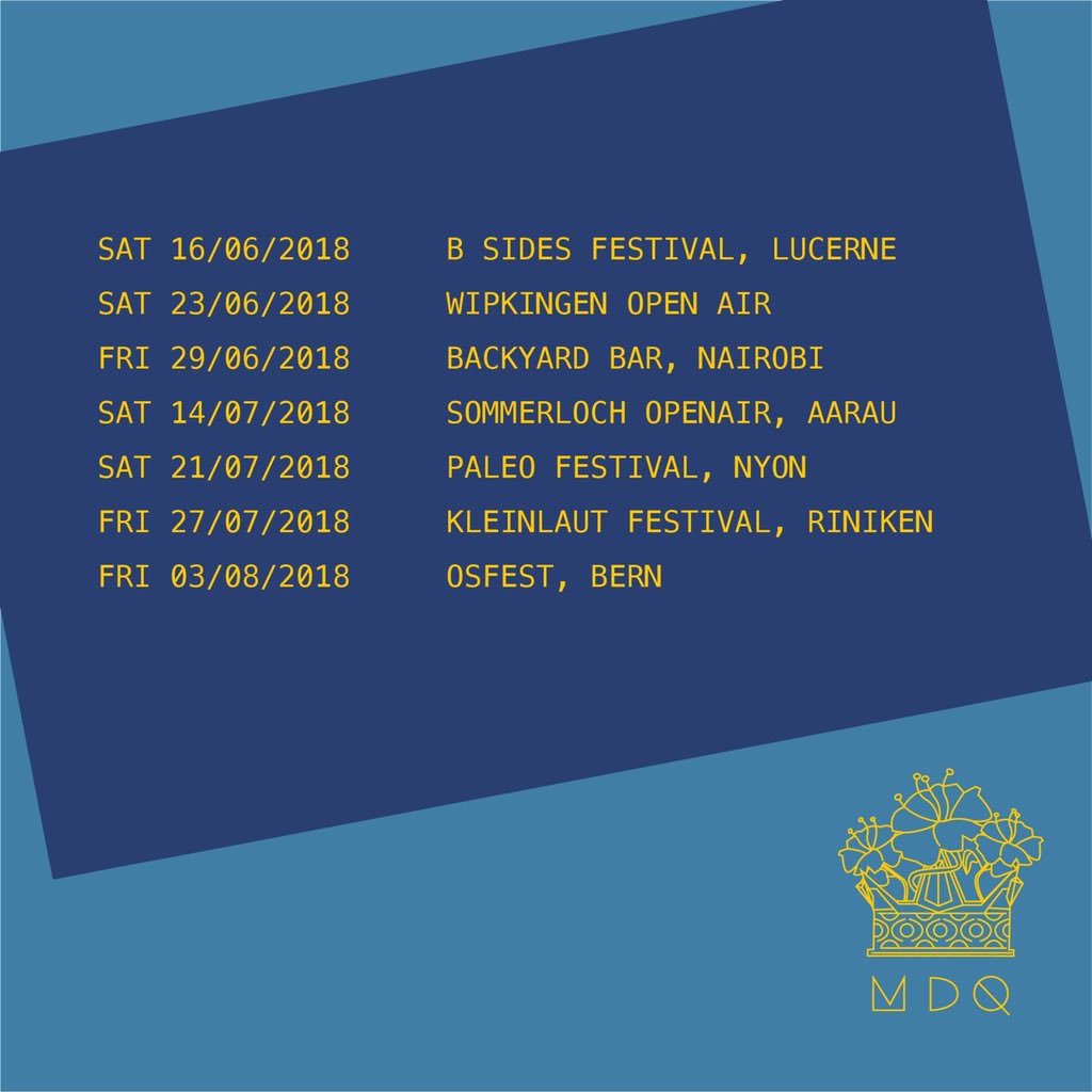 muthoniDQ's tweet photo. Taking #SHE on tour Summer ‘18. Headlining several of these festivals. Mungu wangu halali! Follow me on Instagram #MuthoniDrummerQueen so you catch the prep (underway)+ livestreams (where the festivals allow) Tag all your people on these streets! #Summer18 #SHEtour #SHEgrind https://t.co/4cC5s0cWHx