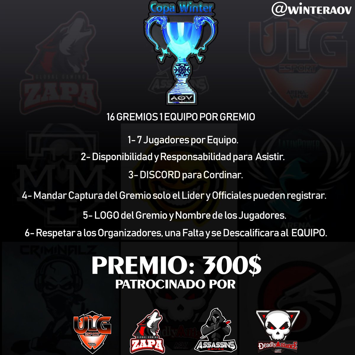 Que esperas y participa en  la primera copa de la Winter para NA el premio es en dólares, Interesados mandar MD