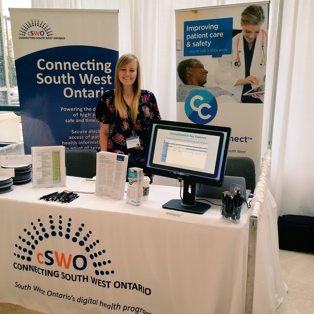 jess_fazakerley's tweet photo. The @cSWOSouthWestDP booth is set up at the Health Equity Action and Transformation Conference in Richmond Hill. Come check us out! #AllianceON2018 #ClinicalConnect #cSWO https://t.co/QjR5YVJ2kv