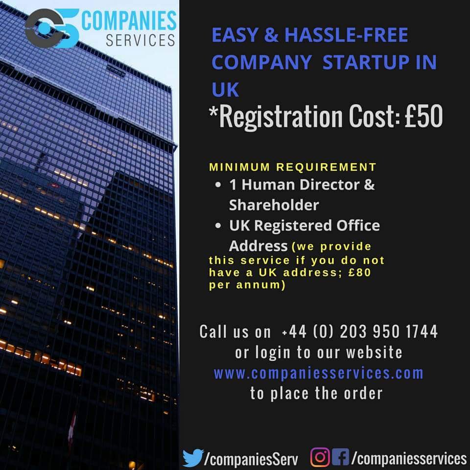 CompaniesServ's tweet photo. Easy &amp; Hassle-Free Company Startup in UK for just GBP 50(No Hidden Charges). Visit our website https://t.co/QbxfDa62Mq for details.

#CompanyRegistration #UKBusiness #CompanyFormation #BusinessSetup #InstantBusiness #FastRegistration #FastSetup
#startups #SmallBusiness https://t.co/VAdgDG78kl