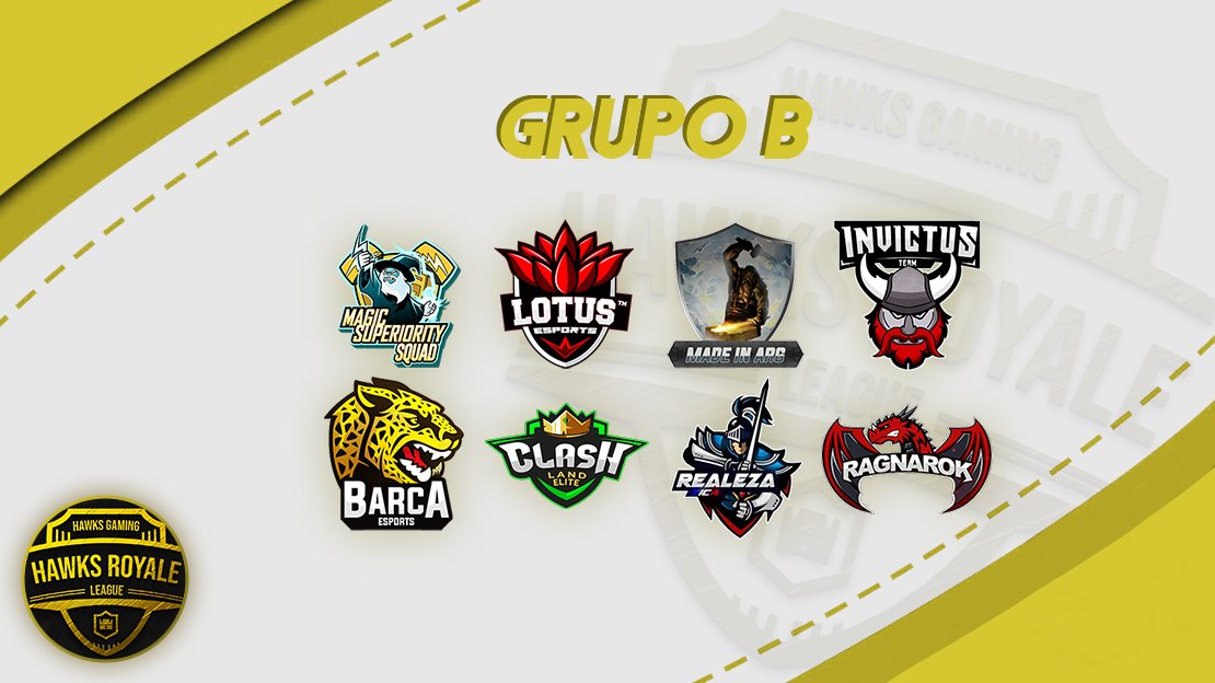 El GRUPO B de la fase clasificatoria estará compuesto por:

- @MS_SquadGG 
- @LotusEsports_GG 
- <a href="/MadeInArg_CR/">Made In Arg Royale</a> 
- <a href="/TeamInvictusCr/">Invictus Esports</a> 
- @eSports_Barca
- <a href="/ClashLand_Elit/">ClashLand Elit</a> 
- @Realeza_CRC 
- @RagnarokTeam_Cr

Mucha suerte a todos los equipos.