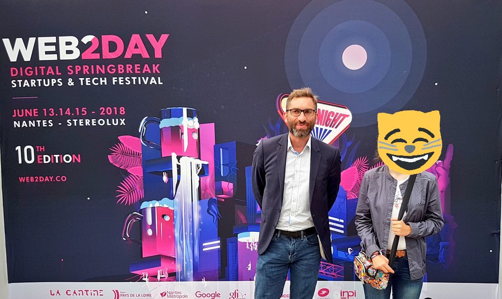 PironTristan's tweet photo. La relève numérique se fait aussi au #web2day , juste avant un #devoxkids, rencontre entre ma fille &amp; @martinarnout , merci !

#Nantestech 
#NantesDigitalwmWeek
#SNDigitalWeek https://t.co/40aC9PfSqT