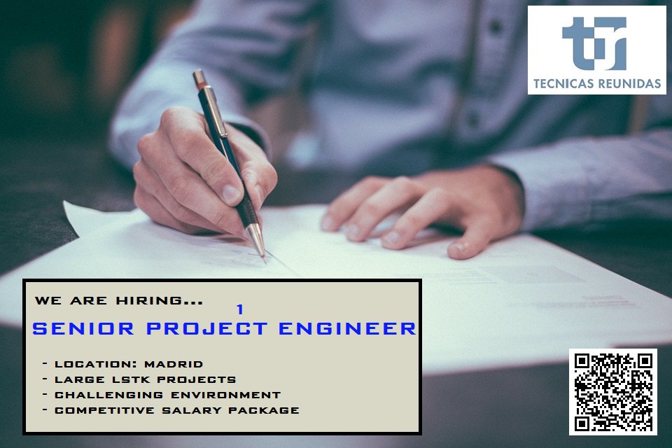 Tecnicas_reun's tweet photo. We are hiring a Senior Project Engineer in #Madrid
Join one of our huge challenging LSTK projects within a multicultural environment.
In order to apply, please scan the QR code or click on the following link --> https://t.co/C9WjkEykl1 #Empleo #Talento2018 #TécnicasReunidas https://t.co/qyTdQhpoyA