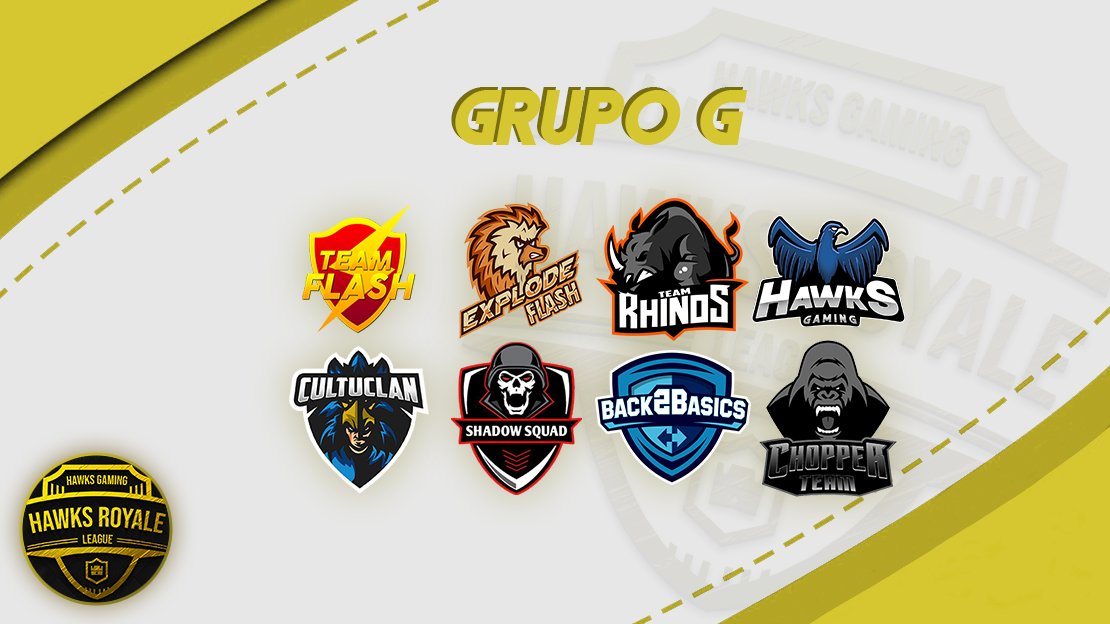 El GRUPO G de la fase clasificatoria estará compuesto por:

- <a href="/TeamFlashCR/">-</a> (<a href="/eXplodeClub/">eXplode eSports</a>)
- @eXplodeFlashCR (<a href="/eXplodeClub/">eXplode eSports</a>)
- @TeamRhinoCr 
- <a href="/HawksGamingClub/">Hawks Gaming Club</a> 
- <a href="/cultuclan/">Cultuclan</a>
- <a href="/ShadowSquadC/">Shadow Squad</a> 
- @TeamBack2Basics 
- @ChopperTeam_CR 

Mucha suerte a todos los equipos.