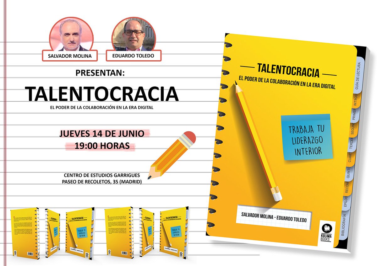 Mañana no hay que perderse la presentación del nuevo libro de <a href="/SalvaMolina_COM/">Salvador Molina</a> y <a href="/eduardotoledo/">Eduardo Toledo Inclán</a> editado por @ProyectoKolima 

ecofin.es/presentacion-d…
#talentocracia #libro #presentación #talento #liderazgo