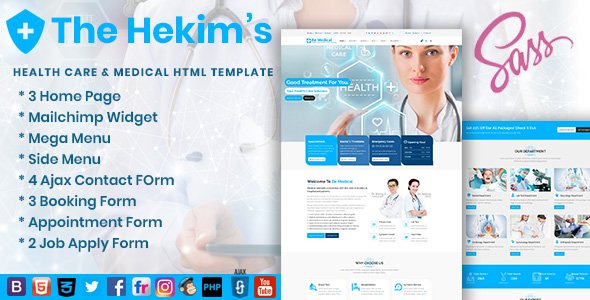 DesignUnlock's tweet image. &apos;Hekim&apos;s Health Care &amp;amp; Medical Hospital HTML Template&apos; on #EnvatoMarket #themeforest Build with #sass goo.gl/W6qBWi