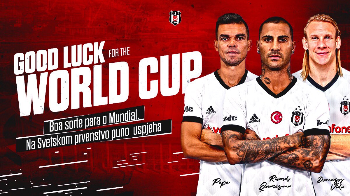 Besiktas's tweet photo. Rusya’da düzenlenecek 2018 FIFA Dünya Kupası'nda Portekiz forması giyecek Pepe ve Quaresma ile Hırvatistan forması giyecek Vida’ya başarılar dileriz.
🇵🇹 🇭🇷
#WorldCup
#Beşiktaş https://t.co/JdxrUrENIT