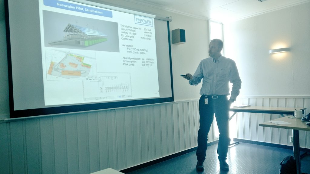 Kim Bergli from the DSO Norgesnett (former FEN) presents the Sandbakken pilot of WP7 of the Empower H2020 project