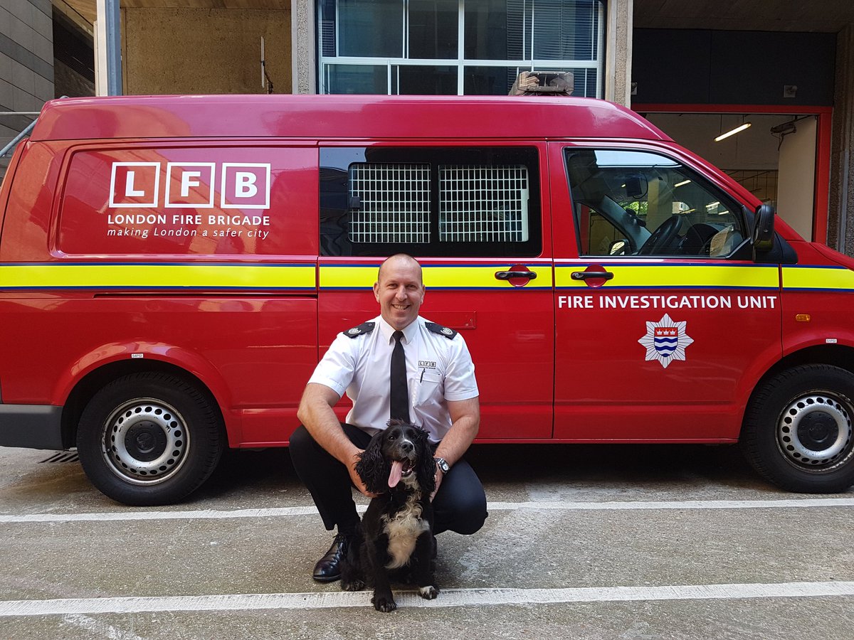 Paws'd for a picture with #Sherlock the @LondonFire dog while at #Dowgate today. #Fireinvestigation #Besafe @HantsFireDogs