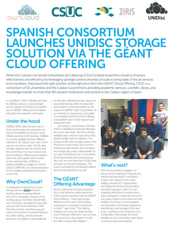 CSUC_info's tweet image. Our #cloudstorage service #UNIDisc appears on the @TNC_GEANT magazine special edition. Check it out! #TNC18
On page 20 ➡️ bit.ly/2JAr2xJ