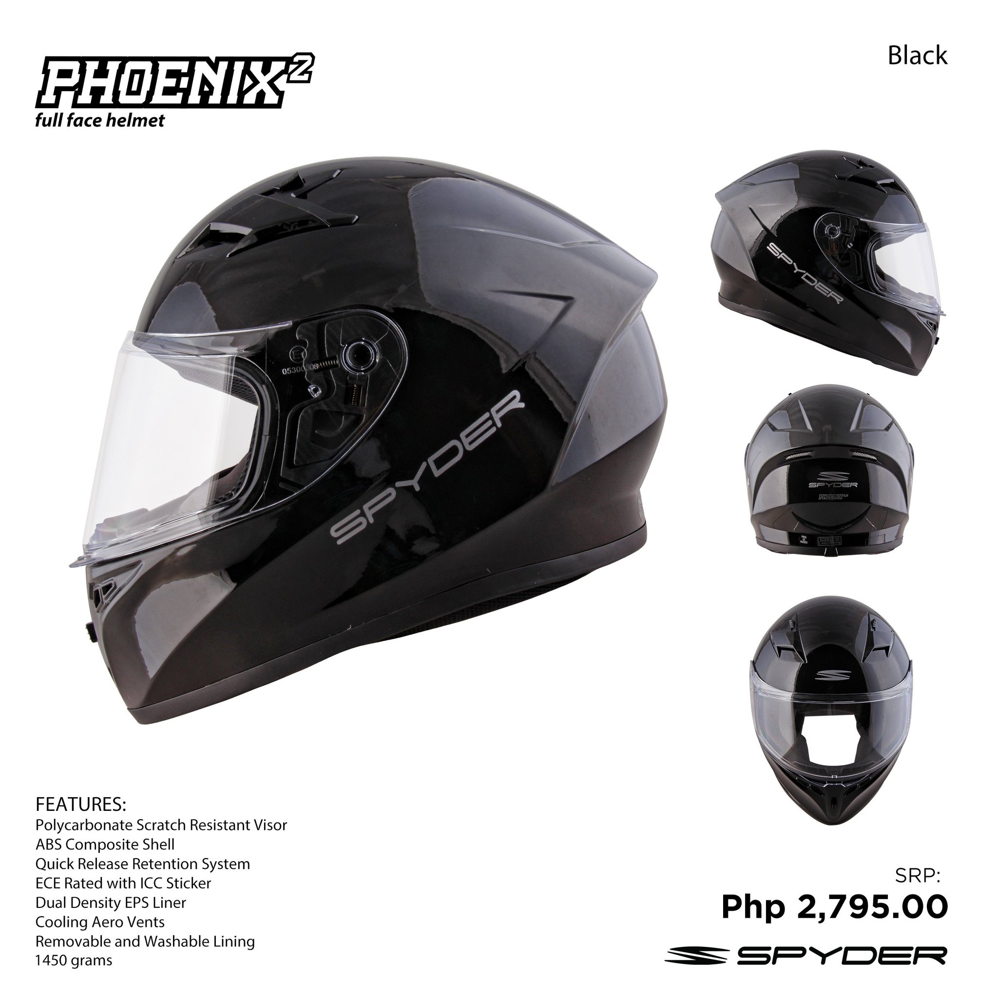 Spyder helmet full face black Clearance
