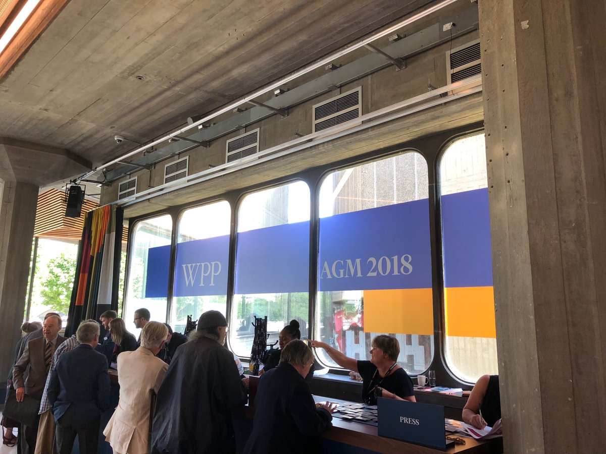 ⁦<a href="/WPP/">WPP</a>⁩ AGM about to start..key votes on pay report amid #Sorrell  award backlash and chairman’s re-election
