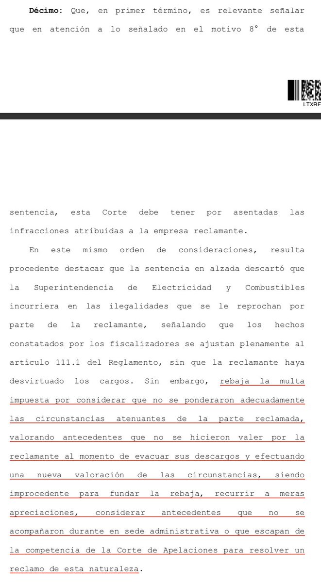 LuisCorderoVega's tweet image. CS (12.6.2018, rol 38.591-2017) en reclamo de ilegalidad contra sanción, el juez no puede rebajar multa al margen de los antecedentes del procedimiento administrativo y efectuar consideraciones de mérito respecto de los extremos de la multa aplicada