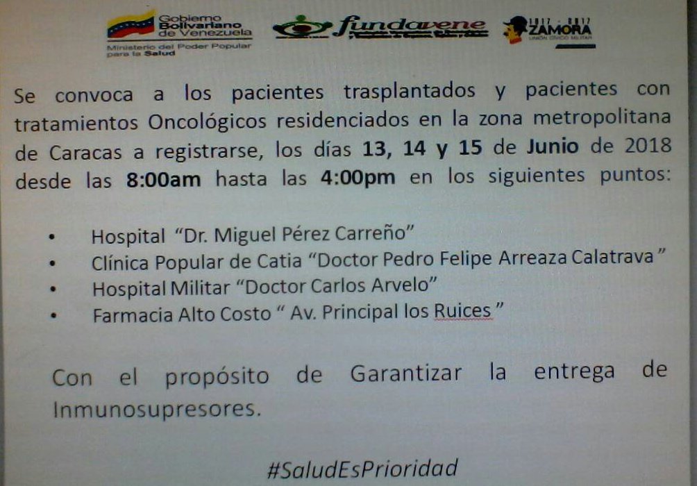 #PazParaAvanzar #SaludEsPrioridad .@YVKE_MUNDIAL .@AlAireVTV .@teleSURtv .@VTVNoticias .@ViVe_Television .@noticierovv .@El_Noticiero .@UNoticias .@CiudadCCS .@globovision .@ElUniversal .@ElNacionalWeb .@FmMiraflores .@RnvActivafm .@castrojuank .@fullchola .@FMCENTER .@VEPACOTV12