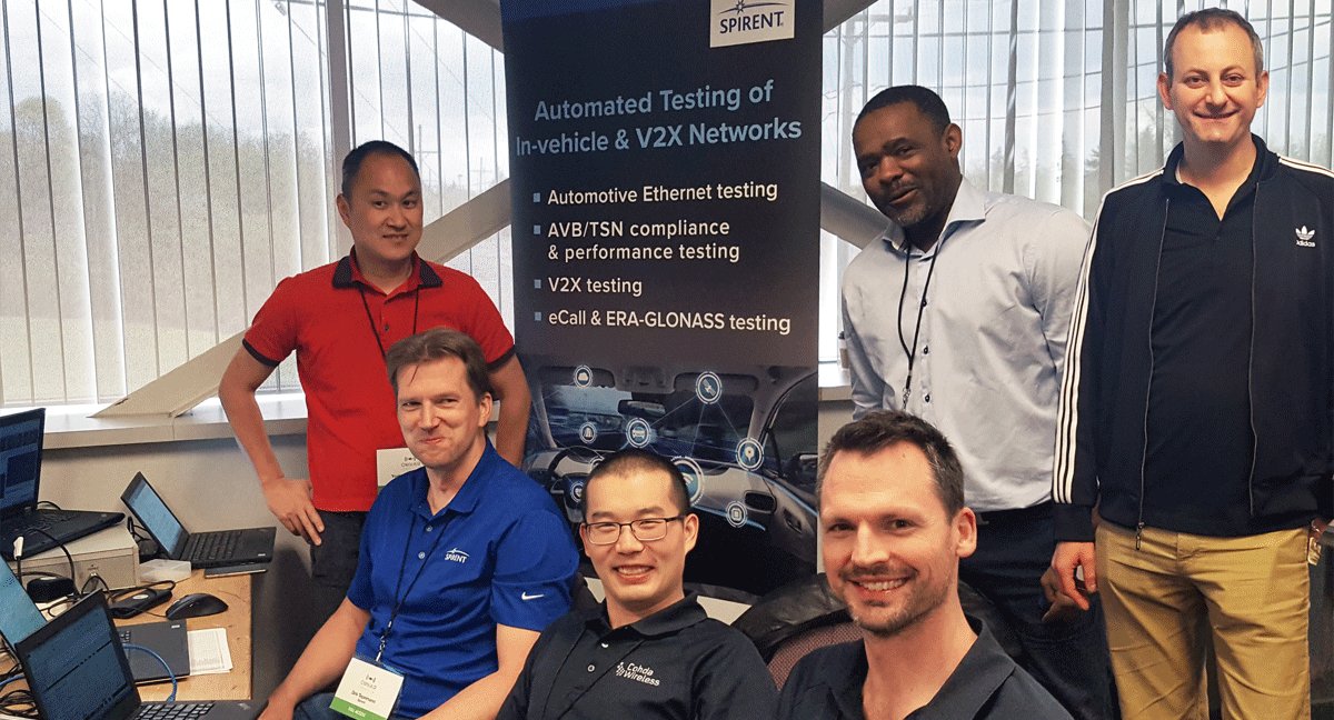 MB_Spirent's tweet photo. Read new blog on highlights from @OmniAirCon #MotorCityPlugfest for #V2X #conformancetesting. Spirent team participated in 5 test stations enabling attendees to validate devices for #WAVEDSRC compliance against latest SAE and IEEE standards.  https://t.co/ah9Dmt98Jz https://t.co/zxEtb9Lura