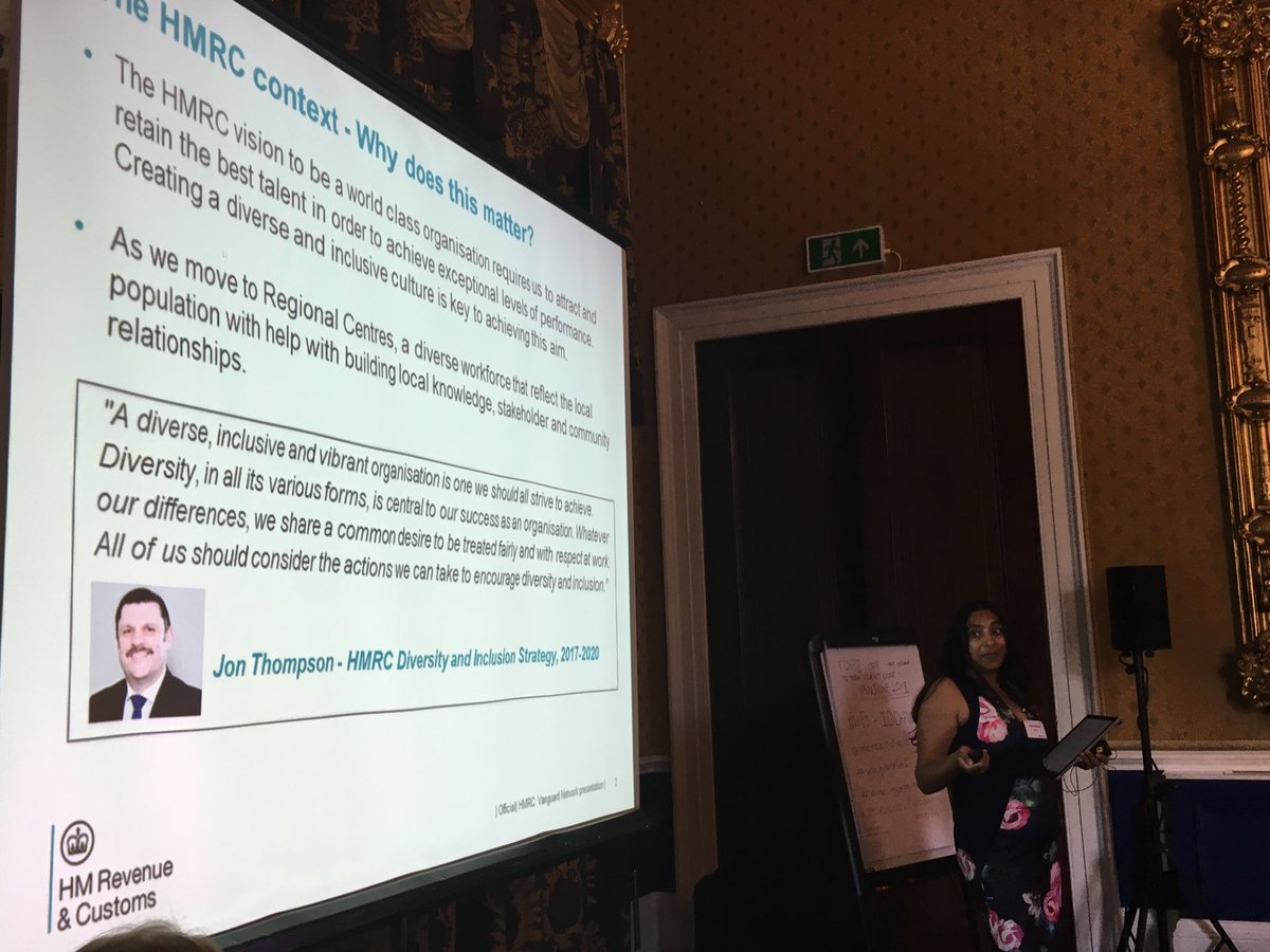 robertbkr's tweet photo. Great presentation from Vicky Bawa on how ⁦@HMRCgovuk⁩ is driving #DiversityandInclusion to attract and retain the best talent at #vanguardD&amp;I Network meeting today ⁦@MercerDiversity⁩ ⁦@mercer⁩ https://t.co/AB9hY1EZkE