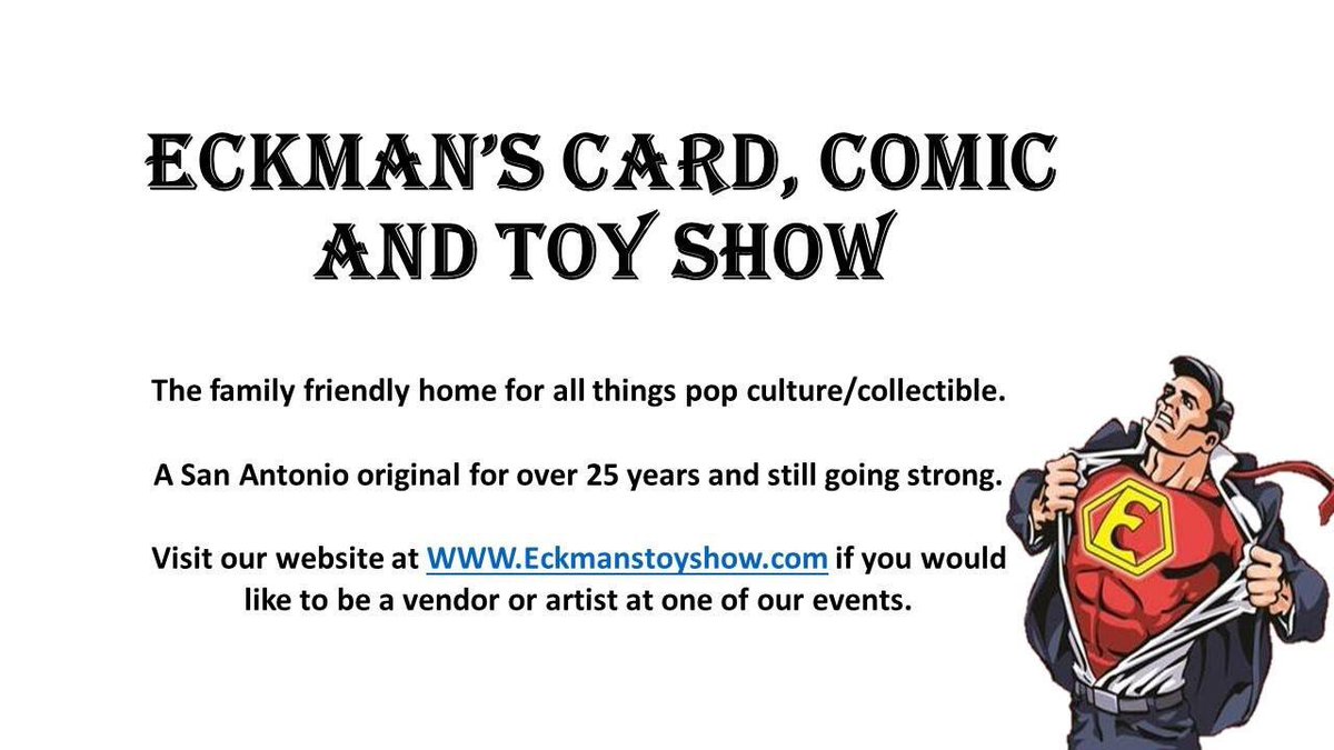 ShowEckmans's tweet photo. #October13th2018 #CostumeContest #Comics #Cards #Toys #HotWheels #StarWars #StarTrek #Transformers #MMPR #Anime #DBZ #Cosplay #FamilyFriendly #EckmansToyShow #DC #Marvel #Indy https://t.co/PCkw6CW1cj