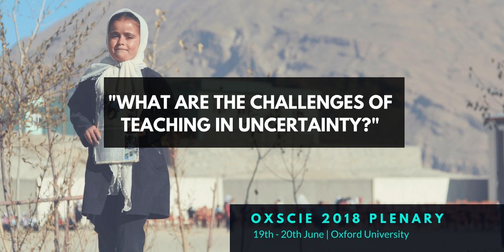 "What challenges do teachers face as they confront uncertainty daily in their classrooms and schools?" 6 days to #OXSCIE 2018, <a href="/UniofOxford/">University of Oxford</a>, where we'll hear about teaching in uncertainty from #TeacherPrize Winners and Finalists <a href="/msoskil/">Michael Soskil (he/his)</a> <a href="/AndriaZaf/">Andria Zafirakou</a>, <a href="/anchessie/">Andrews Nchessie</a>, <a href="/VarkeyFdn/">Varkey Foundation</a>