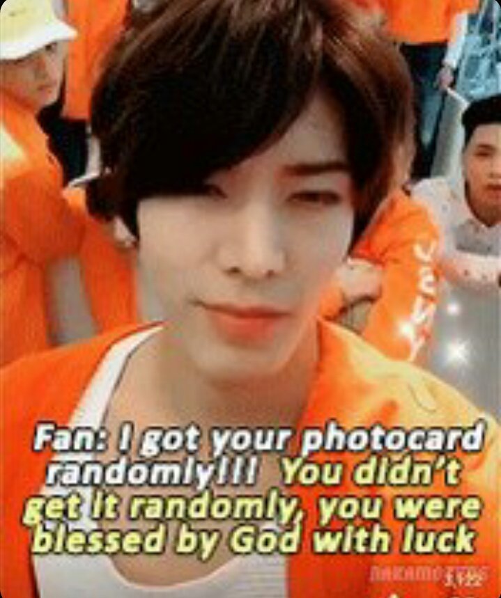 "you didn't get my photocard randomly, you were blessed by God with luck"Yuta (2017)