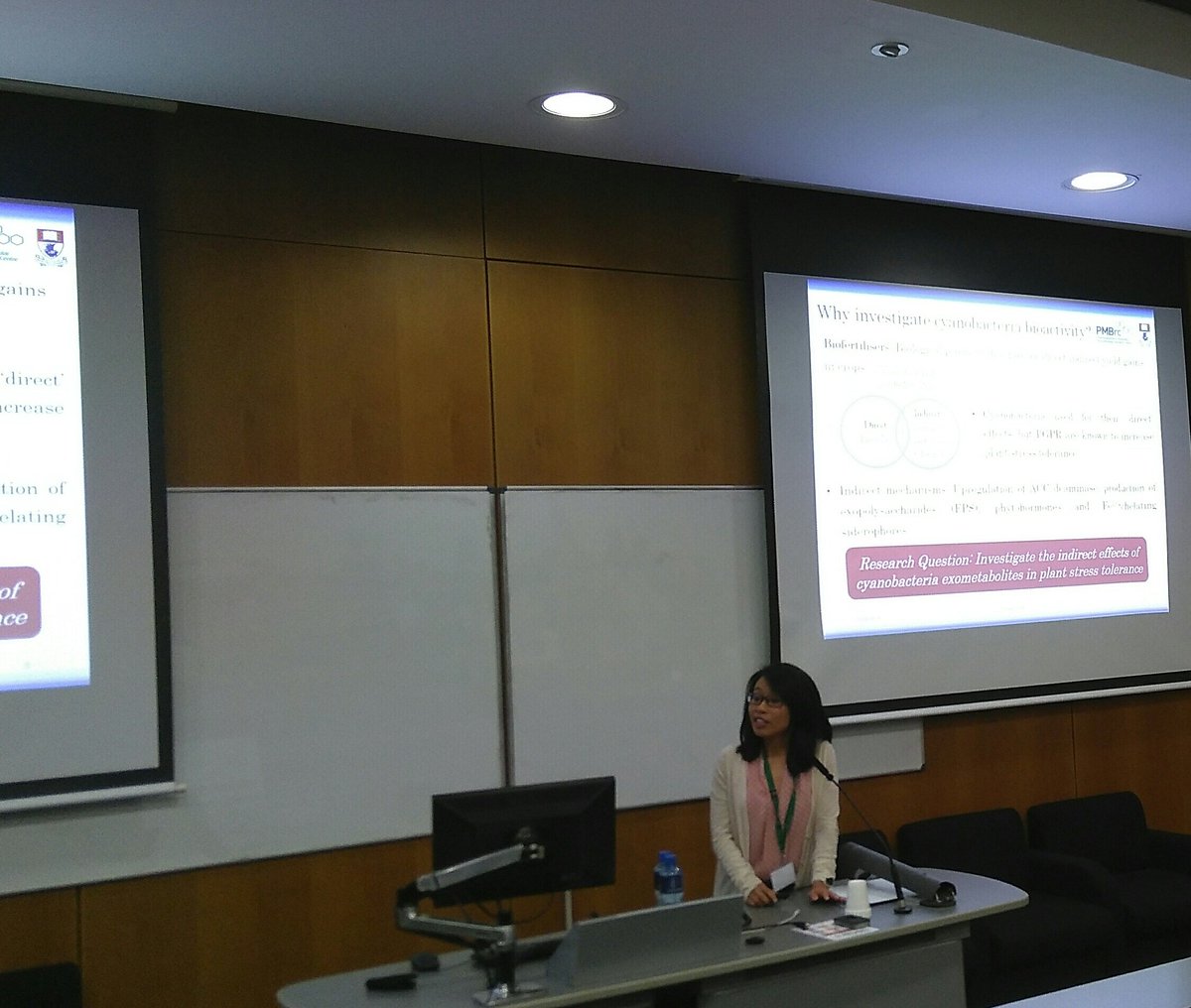UCDflowerpower's tweet photo. Alysha Chua from @cairotango's lab on cyanobacteria and plant stress #IPSAM2018 https://t.co/1h7uXQuOjd