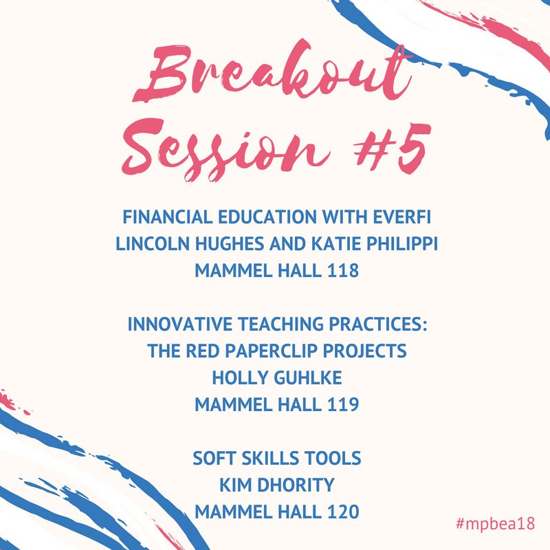 mpbea's tweet photo. Breakout Sessions will begin in an hour! Enjoy the last day of the #mpbea18 conference. https://t.co/RhA6eMYDNo