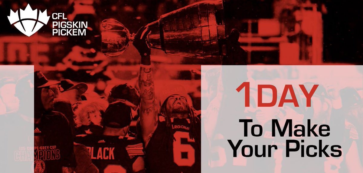 houndspaint's tweet image. It's the last day to make your picks! Head over to cflpigskinpickem.com now and get your picks in before midnight tonight! #CFLPool #CFLPickem #CFLPigSkinPickem