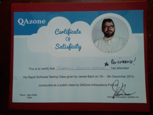 UmangaBuddhini's tweet photo. I am extremely fortunate to get the word โPersistenceโ with a star from World Renowned Software Quality Expert James Bach with his signature on the certificate given at the Rapid Software Testing class and received a free invitation for the ThinkTest2015 conference held in Delhi https://t.co/GtkafHxckI