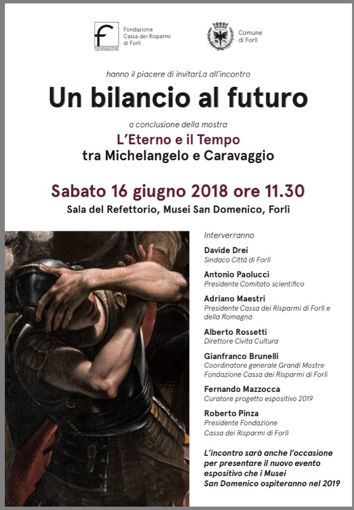 Sabato 16 Giugno, ore 11,30, presso la Sala Refettorio #MuseiSanDomenico, #Forli si terrà la #conferenzastampa di bilancio a conclusione della mostra <a href="/EternoeilTempo/">L’Eterno e il Tempo tra Michelangelo e Caravaggio</a> , e la presentazione del nuovo evento espositivo che i Musei San Domenico ospiteranno nel 2019. #pressconference