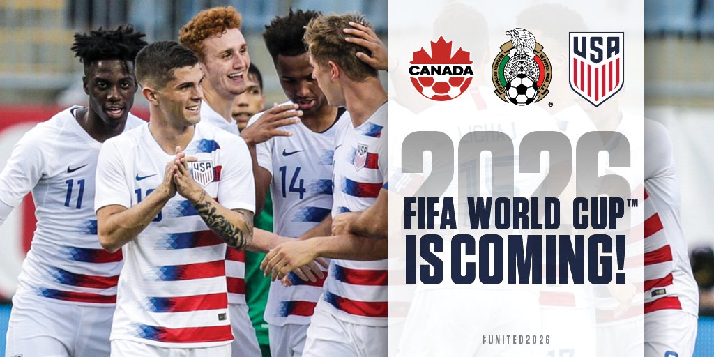 USMNT's tweet image. 1994 laid the foundation. 2026 will ignite the passion of a new generation. Welcoming the @FIFAWorldCup back to our home soil!