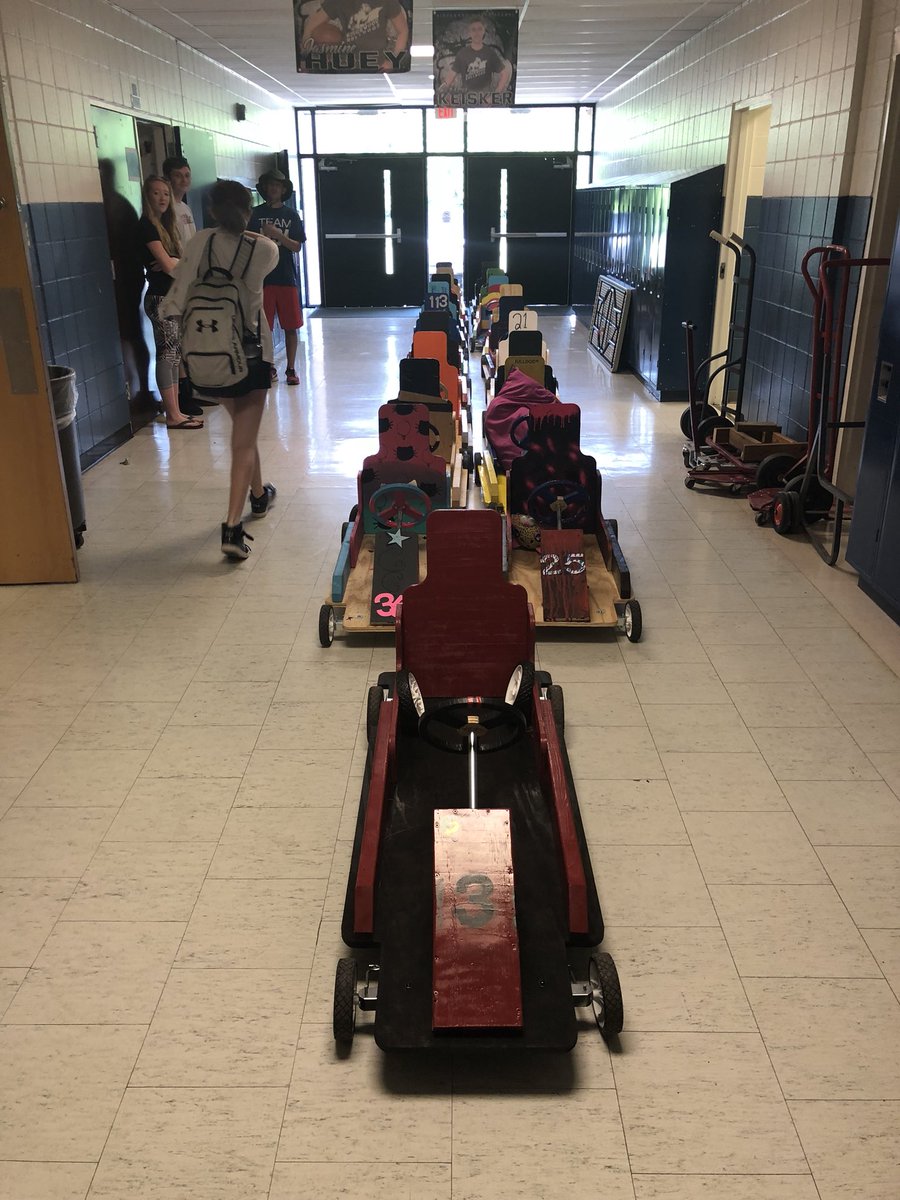 RMSSummerSchool's tweet photo. The karts are all lined up and ready to race today @RMSSummerSchool! https://t.co/MSwSefI021