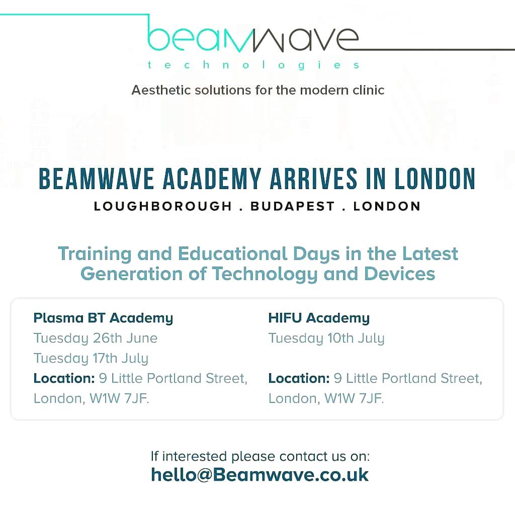 beamwave_tech's tweet photo. Beamwave Training Academy comes to LONDON. Sign up for our Plasma BT and Doublo HIFU training today!! Limited spaces are available. Email us - hello@beamwave.co.uk https://t.co/qRo3iL7C3G